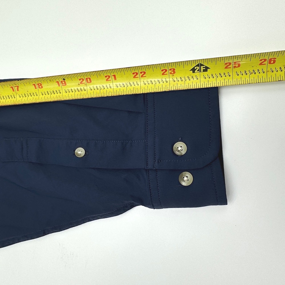 Poncho Outdoors Mens XL Regular Fit Fishing Shirt Navy Blue Magnetic Pocket Long - Picture 10 of 10